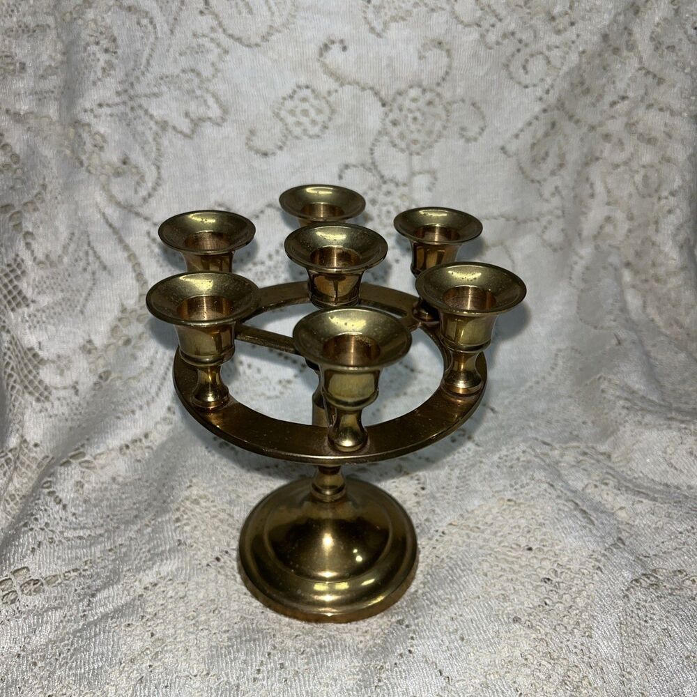 Vintage Brass Candelabra Mini Small 7 candle holder